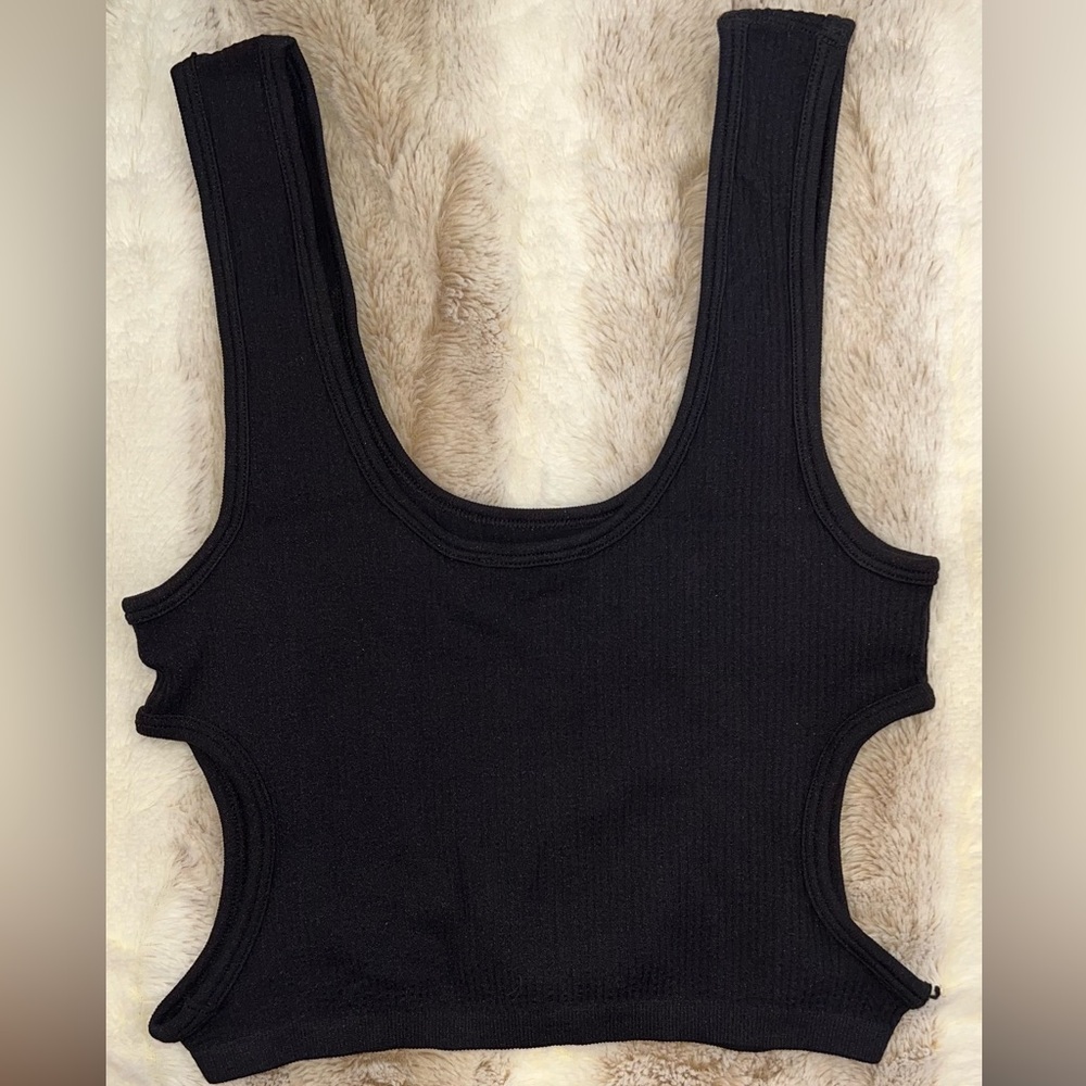 Zara Women’s Seamless Cut Out Cropped Ribbed Tank Top